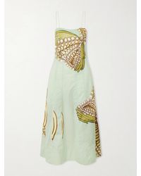 Ulla Johnson - Vesela Paneled Printed Cotton-Poplin Midi Dress - Lyst