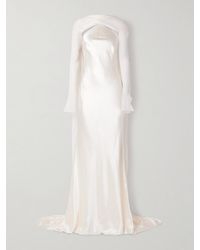 Danielle Frankel - Mari Convertible Cape-Effect Silk And Wool-Blend Satin And Silk-Crepon Gown - Lyst