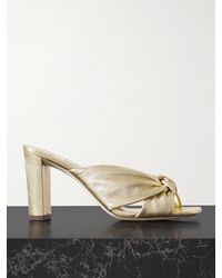 Jimmy Choo - Avenue 85 Knotted Metallic Leather Mules - Lyst