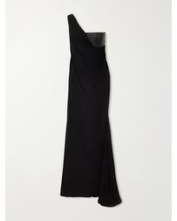 Alex Perry - Asymmetric Leather And Jersey Gown - Lyst