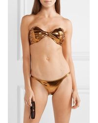 Lisa Marie Fernandez Alexia Bandeau-bikini Aus Stretch-pvc Mit Twist-detail In Metallic-optik - Mettallic