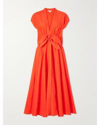 Alaïa - Knotted Linen-Blend Midi Dress - Lyst