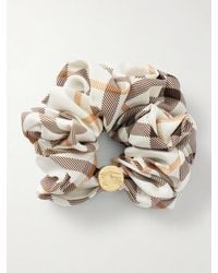 Burberry - Embellished Checked Silk-Twill Scrunchie - Lyst