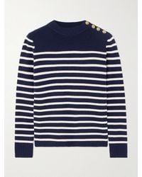 Chloé - Button-Embellished Striped Wool And Cashmere-Blend Sweater - Lyst
