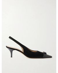 JW Anderson - Buckled Leather-Trimmed Suede Slingback Pumps - Lyst