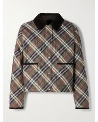 Burberry - Corduroy-Trimmed Quilted Checked Cotton Jacket - Lyst
