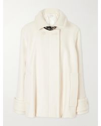 Lanvin - Belted Leather-Trimmed Wool Trench Coat - Lyst