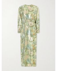 Valentino Garavani - Cut-Out Floral-Print Silk-Blend Lamé Midi Dress - Lyst