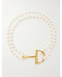 Gucci - Tone And Faux Pearl Necklace - Lyst