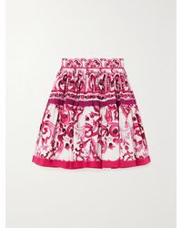 Dolce & Gabbana - Maiolica Pleated Printed Cotton-Poplin Mini Skirt - Lyst