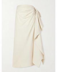 Heirlome - Liliana Gathered Silk-Twill Midi Skirt - Lyst