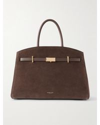 DeMellier - The Hudson Midi Leather-Trimmed Suede Tote - Lyst