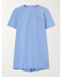 Sacai - Pleated Striped Cotton-Blend Poplin Mini Dress - Lyst