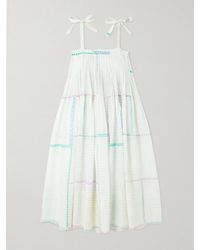 Eka - Riley Midikleid Aus Bedrucktem Voile Aus Einer Baumwoll-Seidenmischung Mit Rüschen - Lyst