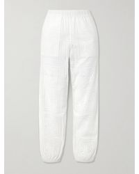 Tory Burch - Eyelet Beach Embroidered Cotton Tapered Pants - Lyst