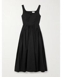 McQueen - Midikleid Aus Baumwollpopeline Mit Falten - Lyst
