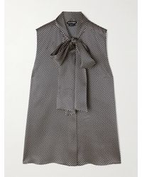Tom Ford - Pussy-Bow Polka-Dot Silk-Blend Satin Blouse - Lyst