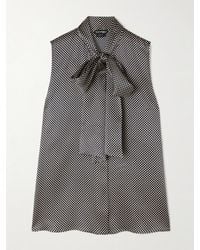 Tom Ford - Pussy-Bow Polka-Dot Silk-Blend Satin Blouse - Lyst