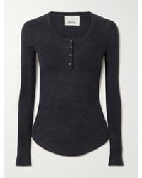 Isabel Marant - Idite Henley-Oberteil Aus Einer Gerippten Kaschmir-Seidenmischung - Lyst