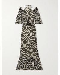 Bode - Comber Ruffled Printed Silk-Chiffon Maxi Dress - Lyst