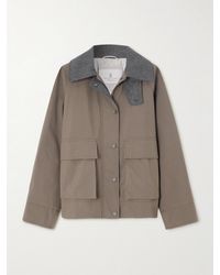 Brunello Cucinelli - Bead-Embellished Wool Felt-Trimmed Padded Cotton-Blend Jacket - Lyst