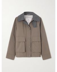 Brunello Cucinelli - Bead-Embellished Wool Felt-Trimmed Padded Cotton-Blend Jacket - Lyst