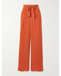 Gabriela Hearst - Thomazia Belted Cotton And Silk-Blend Crepon Wide-Leg Pants - Lyst