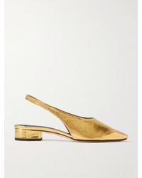 Aeyde - Dua Metallic Crinkled-Leather Slingback Pumps - Lyst