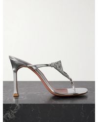 AMINA MUADDI - Cameron Crystal-Embellished Chainmail And Metallic Leather Mules - Lyst