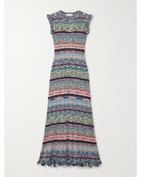 Ulla Johnson - Ajak Ruffled Striped Ribbed-Knit Midi Dress - Lyst
