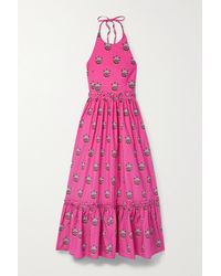 RHODE - Salena Floral-print Cotton-poplin Halterneck Maxi Dress - Lyst