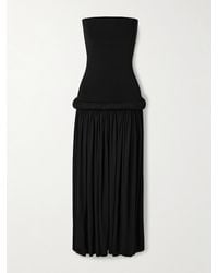 Alaïa - Strapless Pleated Stretch-Jersey Midi Dress - Lyst