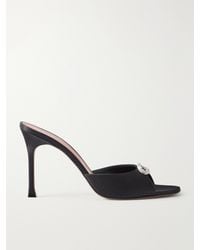AMINA MUADDI - Mini Camelia 95 Embellished Satin Sandals - Lyst