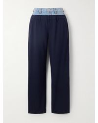 Jonathan Simkhai - Ophelia Denim-Trimmed Grain De Poudre Straight-Leg Pants - Lyst