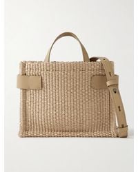 Brunello Cucinelli - Schultertasche Aus Raffiabast Mit Lederbesätzen - Lyst