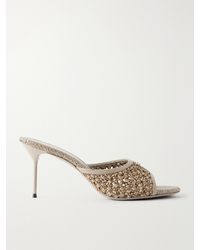 Paris Texas - Lidia 70 Leather-Trimmed Straw Mules - Lyst