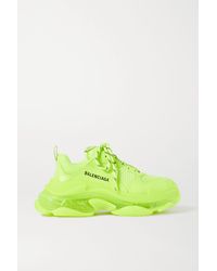Balenciaga Triple S Clear Sole Logo-embroidered Faux Leather, Foam And Mesh Sneakers - Yellow