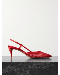 Jennifer Chamandi - Mario 65 Satin And Crystal-Embellished Mesh Slingback Pumps - Lyst