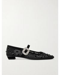 Roger Vivier - Belle Vivier 25 Embellished Flocked Mesh Mary Jane Ballet Flats - Lyst