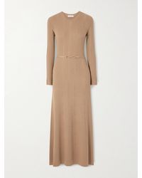 Gabriela Hearst - Imagene Belted Ribbed Pointelle-Knit Wool Midi Dress - Lyst