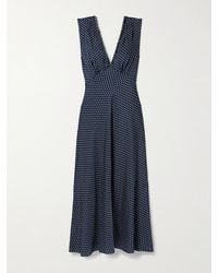Doen - Tahlia Belted Polka-Dot Silk-Blend Twill Midi Dress - Lyst