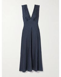 Doen - Tahlia Midikleid Aus Twill Aus Einer Seidenmischung Mit Punkten Und Bindegürtel - Lyst