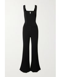 Galvan London Atalanta Ribbed-knit Jumpsuit - Black