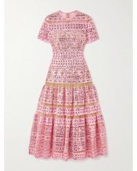 Elie Saab - Tiered Embroidered Sequined Tulle Midi Dress - Lyst