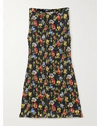 Doen - Gianna Minikleid Aus Ramie Mit Blumenprint Und Raffungen - Lyst