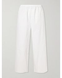 Rohe - Embroidered Cotton-Poplin Wide-Leg Pants - Lyst