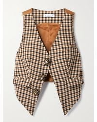 Area - Weste Aus Einer Karierten Woll-Baumwollmischung Und Glänzendem Twill Mit Kristallen - Lyst