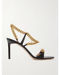 Tom Ford - Zenith Chain-Embellished Leather Slingback Sandals - Lyst