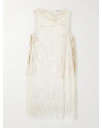 Sea - Priscilla Floral-Embroidered Fringed Crepe Vest - Lyst