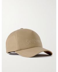Saint Laurent - Casquette En Gabardine De Coton Et Lin Mélangés À Broderie - Lyst